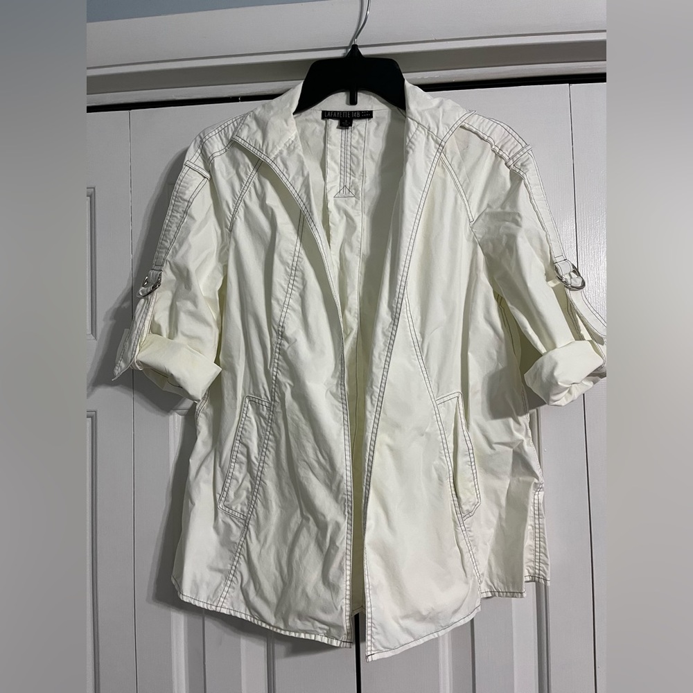 Lafayette 148 New York Cream Open-Front Lightweight Jacket